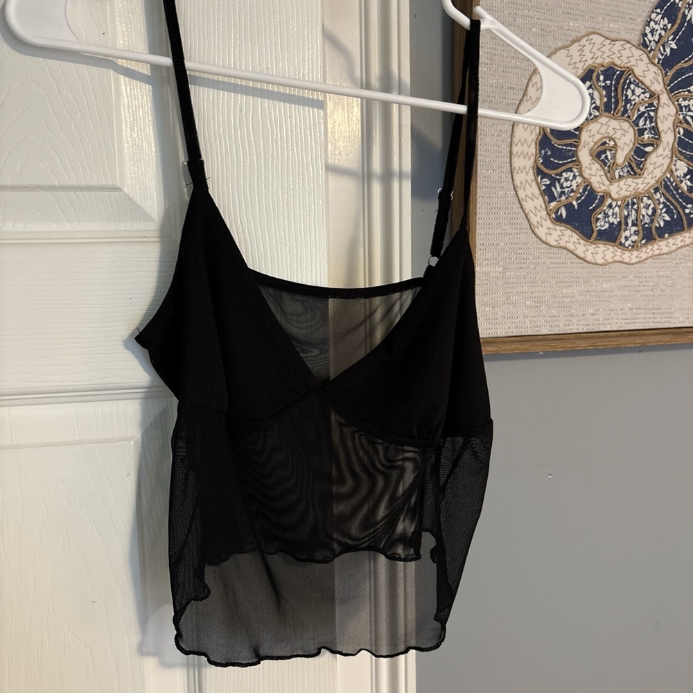 SHEIN Black Mesh Sleeveless Top